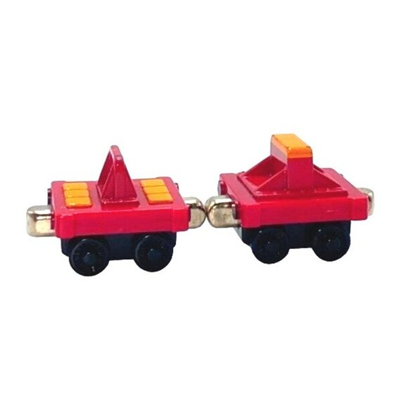Miniature Red & Orange Train Cars With Connectors - Picture 2 of 4